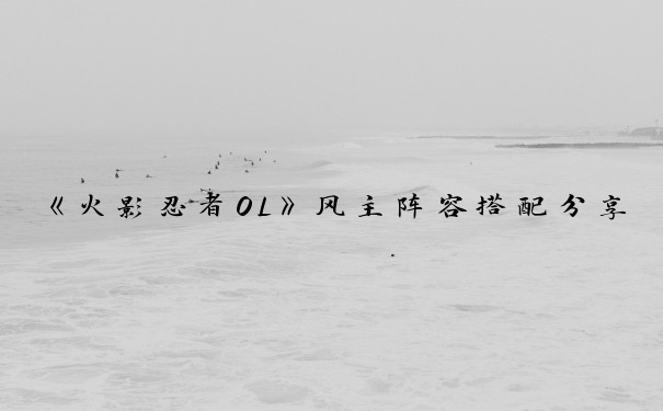 《火影忍者OL》风主阵容搭配分享_火影忍者ol风主阵容