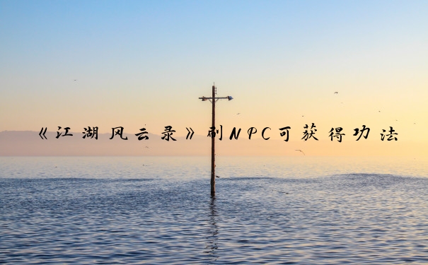 《江湖风云录》刷NPC可获得功法_江湖风云录一字电剑