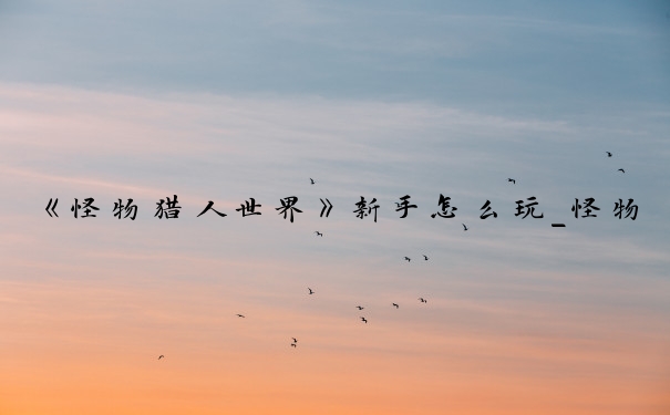 《怪物猎人世界》新手怎么玩_怪物猎人世界新手攻略