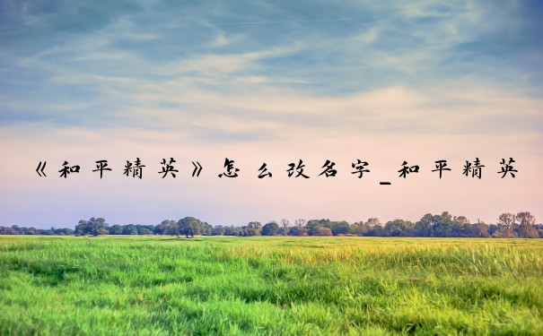 《和平精英》怎么改名字_和平精英怎么改名字