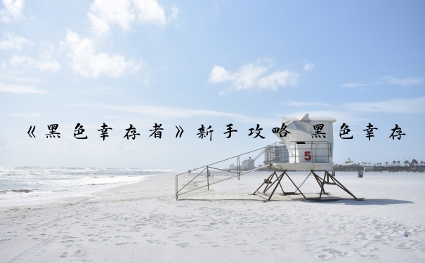 《黑色幸存者》新手攻略_黑色幸存者新手攻略大全