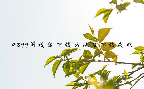 4399游戏盒下载方法及下载失败原因与解决办法。