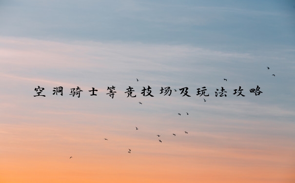 空洞骑士等竞技场及玩法攻略