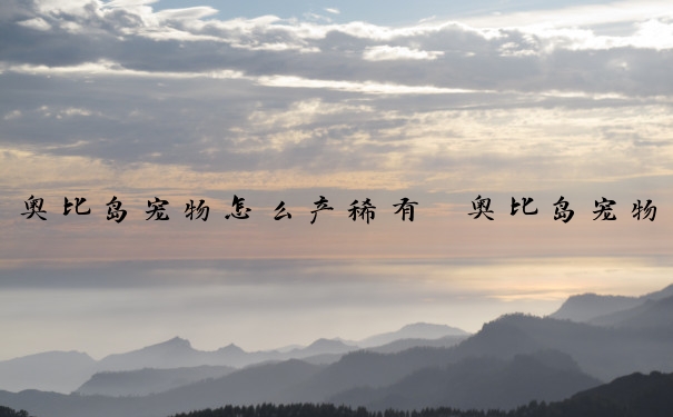 奥比岛宠物怎么产稀有　奥比岛宠物怎么产稀有精灵