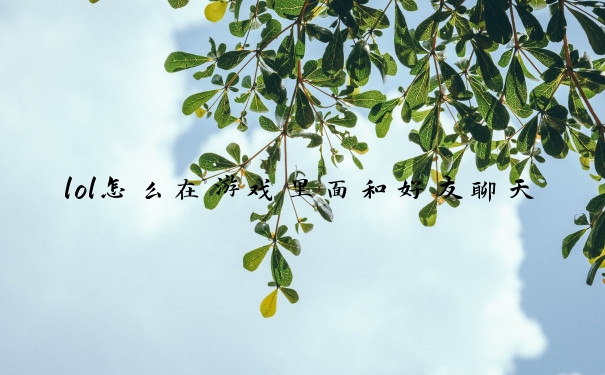 lol怎么在游戏里面和好友聊天　lol怎么在游戏里面和好友聊天呢
