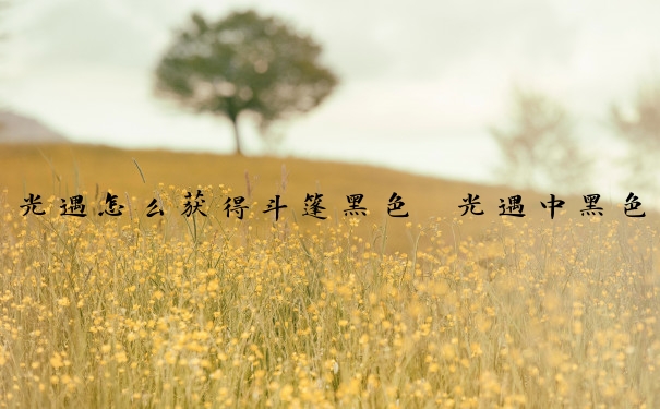 光遇怎么获得斗篷黑色　光遇中黑色斗篷在哪获得