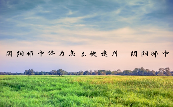 阴阳师中体力怎么快速用　阴阳师中体力怎么快速用出来