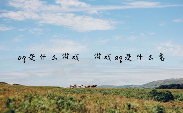 aq是什么游戏　游戏aq是什么意思