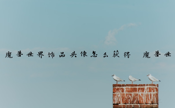 魔兽世界饰品头像怎么获得　魔兽世界饰品头像怎么获得的