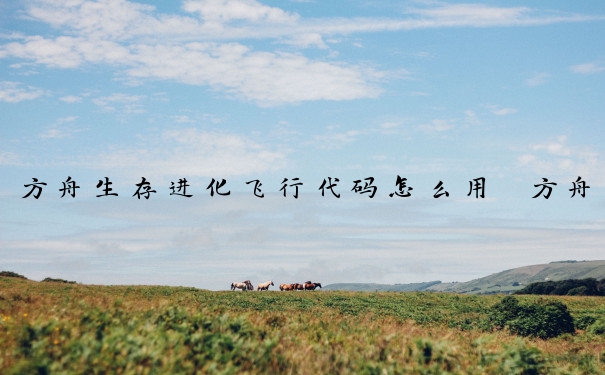 方舟生存进化飞行代码怎么用　方舟生存进化飞行代码怎么用的