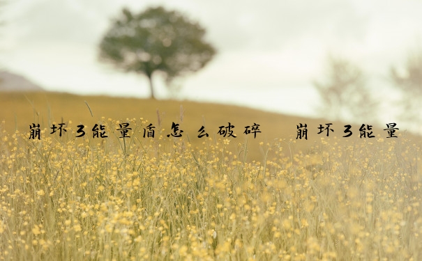 崩坏3能量盾怎么破碎　崩坏3能量盾怎么破碎的