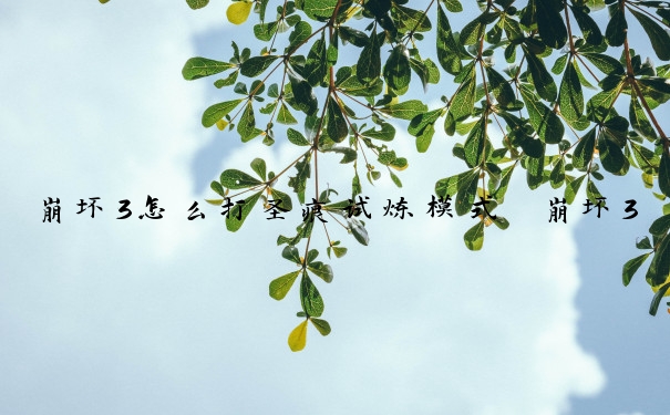 崩坏3怎么打圣痕试炼模式　崩坏3怎么打圣痕试炼模式的