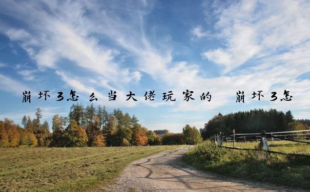 崩坏3怎么当大佬玩家的　崩坏3怎么当大佬玩家的角色